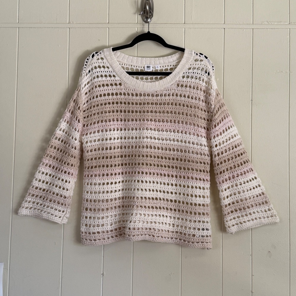 Gap Womens Crochet Fairy Grunge Open Knit Ombre Striped Sweater Top Size M Boho
